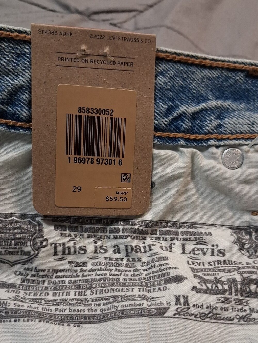 Levi's Light Blue Distressed 501 Women's Jean Shorts - Picture 6 of 6